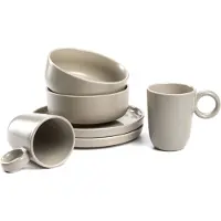 Leonardo Geschirr Set ROMA, 6-tlg., Geschirrset, Teller, Schale, Tasse, Beige, 026367