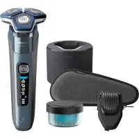 Philips SHAVER Series 7000 S7882/54 Elektrischer Nass- und Trockenrasierer, Rotationstrasierer, Blau, SteelPrecision blades, Tasten, LED, GroomTribe; Connects via Bluetooth