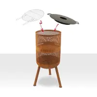 Bonfeu Bonves Ø 45cm Rost - Feuerkorb für den Garten - Feuertonne & Feuerstelle - Feuerschale Feuerkorb aus Stahl - Mit Grillrost & Schürhaken zum Kochen - Feuerkorb mit Grillrost Hochwertig
