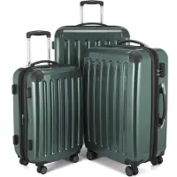 Hauptstadtkoffer - Alex - Kofferset 3 Größen Hartschalenkoffer Trolleys erweiterbar, 4 Rollen, Hartschale glänzend Reisekoffer Set, expandable travel luggage,Waldgrün