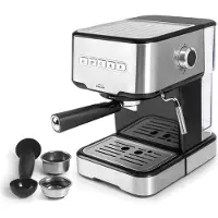 Lacor 69256 - Espresso -Kaffeemaschine mit 2 Kaffeeausgängen und Wärme-/Schaumfunktion, geeignet für gemahlene Kaffee und das, 21x26'5x30 cm