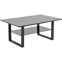 Hela Tische, Couchtisch Arne, Glasauflage 5mm Keramikoptik, Kufen-Metallgestell Anhtrazit, große Glas-Ablage dunkel, Maß 105x69x45cm