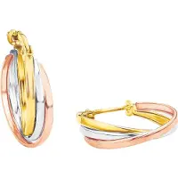 Amor Creolen für Damen, Gold 375 amor Tricolor