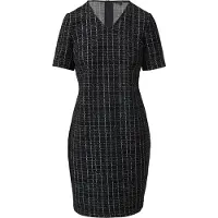 Comma Kleid Elastisches Bouclé-Kleid mit Karomuster