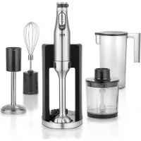Lebenlang Stabmixer-Set - 5-in-1 Küchenhelfer - Inkl. Zerkleinerer, Schneebesen, Kartoffelrührer, Messbecher & Aufsatzständer - Edelstahl