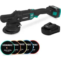 Vonroc PRO Doppelschleifer 20V – Ø 125mm | Inkl. 4,0Ah Akku, Schnellladegerät und 5 Polierpads