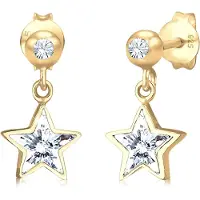 Elli Paar Ohrstecker "Kinder Stern 925 Silber vergoldet, mit Kristallen von Swarovski"
