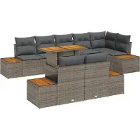 vidaXL Gartensofa-set 9 Stk. Grau und Braun