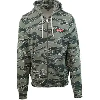 Diesel Herren Hoodie, Tarnmuster, Reißverschluss, Baumwolle, Elasthan, Militärgrün