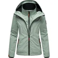 MARIKOO Damen Übergangsjacke Erdbeere mit Doppelkragen & Fleece-Innenfutter