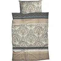 TRAUMSCHLAF Biber Bettwäsche Verena beige anthrazit 155x220 cm + 80x80 cm