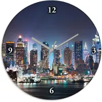 ARTland Glas Wanduhr Funkuhr - schwarzer Zeiger New York City Times Square Größe: 30x30 cm