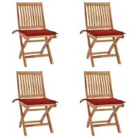 vidaXL Klappbare Gartenstühle mit Kissen 4 Stk. Massivholz Teak , Gartenstühle Design 2024