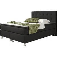 Inter Handels Boxspringbett Köln 140x200 | Boxspringbett mit Webstoff Schwarz