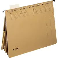 Leitz Alpha Hängehefter 1983 mit 4 Klebestreifen und 3 Fächern, A4, Naturbraun