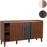 Mendler Sideboard HWC-M48, Kommode, Schiebetür Staufach, MDF 81x150x40cm Walnuss-Optik, Schubladen dunkelgrau