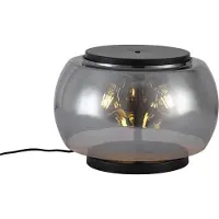 QAZQA Design-Tischleuchte schwarz mit Rauchglas 3-flammig - Bino