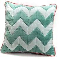 Amadeus Kissen Zig Zag 45x45 cm aus grünem Samt - Mehrfarbig Stoff 45x8 cm