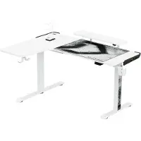 Ultradesk Winger, Ecke, Rechteckige Form, Gaming, Weiß, Weiß, Weiß