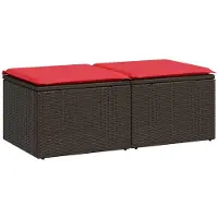 vidaXL 2-tlg. Garten-Sofagarnitur mit Kissen Braun Poly Rattan Akazie