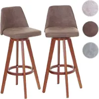 Mendler 2er-Set Barhocker HWC-C43, Barstuhl Tresenhocker, Holz Textil drehbar Vintage braun, helle Beine