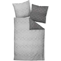 Janine Mako-Satin Bettwäsche J.D. 87053 anthrazit platin 155x200 cm + 80x80 cm