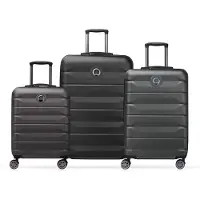 Delsey PARIS Air Armour 4DR erweiterbares Trolley-Set – 3-teilig (55 / 68 / 77 cm) – Schwarz