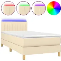Syfax Boxspringbett mit Matratze & LED Creme 100x200 cm Stoff
