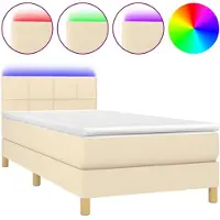 Syfax Boxspringbett mit Matratze & LED Creme 80x200 cm Stoff