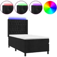 Syfax Boxspringbett mit Matratze & LED Schwarz 90x200 cm Samt