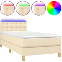 Syfax Boxspringbett mit Matratze & LED Creme 100x200 cm Stoff