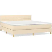 Syfax Boxspringbett mit Matratze Creme 160x200 cm Stoff