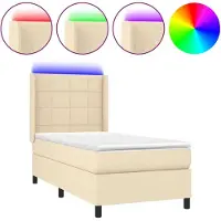 Syfax Boxspringbett mit Matratze & LED Creme 90x190 cm Stoff