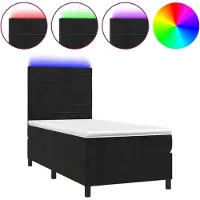 Syfax Boxspringbett mit Matratze & LED Schwarz 80x200 cm Samt