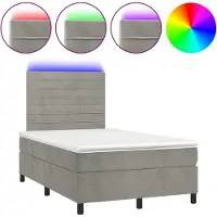 Syfax Boxspringbett mit Matratze & LED Hellgrau 120x200 cm Samt