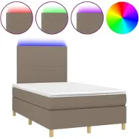Syfax Boxspringbett mit Matratze & LED Taupe 120x200 cm Stoff