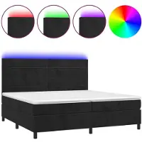 Syfax Boxspringbett mit Matratze & LED Schwarz 200x200 cm Samt