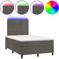 Syfax Boxspringbett mit Matratze & LED Dunkelgrau 120x200 cm Samt