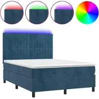 Syfax Boxspringbett mit Matratze & LED Dunkelblau 140x190 cm Samt