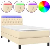 Syfax Boxspringbett mit Matratze & LED Creme 90x190 cm Stoff