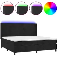 Syfax Boxspringbett mit Matratze & LED Schwarz 200x200 cm Samt