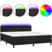 Syfax Boxspringbett mit Matratze & LED Schwarz 180x200 cm Samt