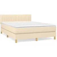 Syfax Boxspringbett mit Matratze Creme 140x190 cm Stoff