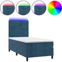 Syfax Boxspringbett mit Matratze & LED Dunkelblau 90x190 cm Samt