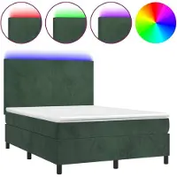 Syfax Boxspringbett mit Matratze & LED Dunkelgrün 140x200 cm Samt
