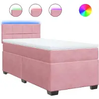 Syfax Boxspringbett mit Matratze Rosa 90x200 cm Samt