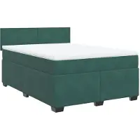 Syfax Boxspringbett mit Matratze Dunkelgrün 140x200 cm Samt