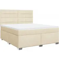 Syfax Boxspringbett mit Matratze Creme 180x200 cm Stoff