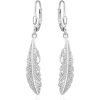 Beneto Timeless silver feather earrings AGUC2391L