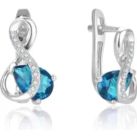 Beneto Dazzling silver earrings with turquoise zircon AGUC2692-T (L)